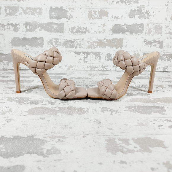 NEW Steve Madden Women's Kenley Taupe Tan Slip On Heeled Sandals D580 - Picture 7 of 14